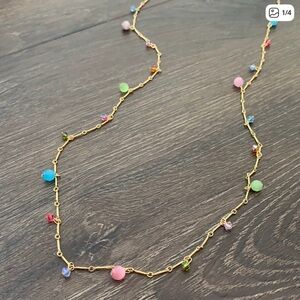 Beautiful Multi Crystal DangleNecklace Gold Plated HardwarE